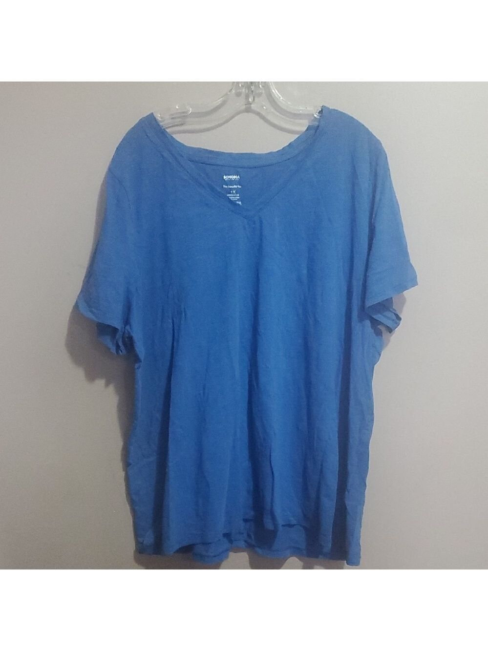 Sonoma Life + Style Blue V-Neck Cotton T-Shirt Size 1X